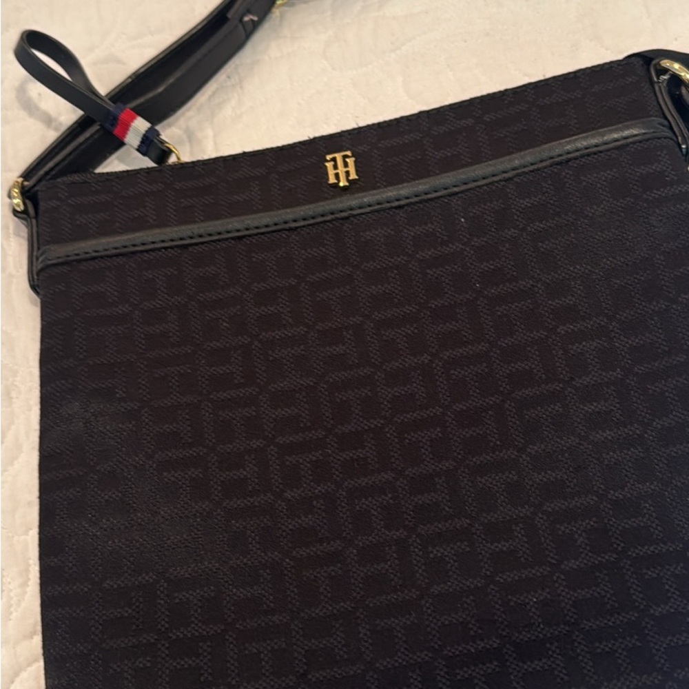 Tommy Hilfiger Black and Gold Messenger Bag